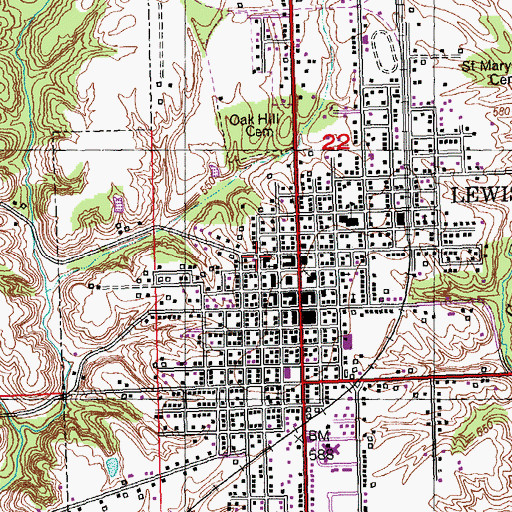 Topographic Map of Fulton County Jail, IL