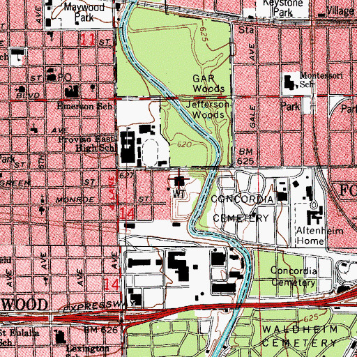 Topographic Map of Village of Maywood Police Department, IL