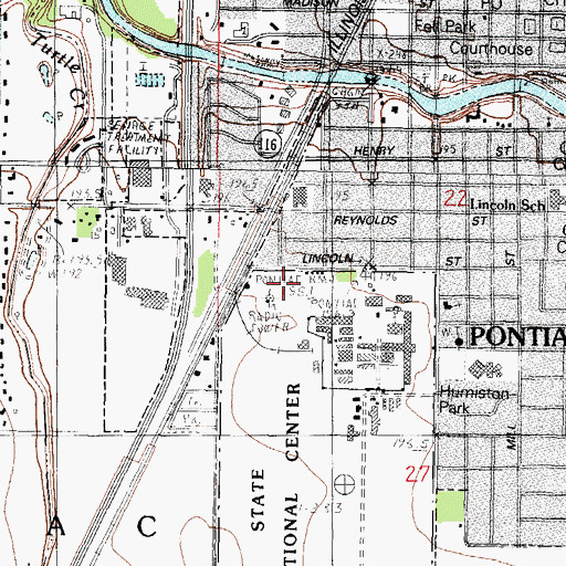 Topographic Map of Livingston County Jail, IL