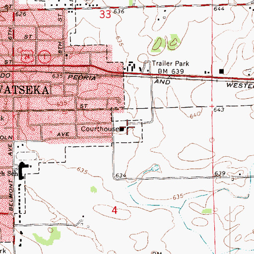 Topographic Map of Iroquois County Jail, IL
