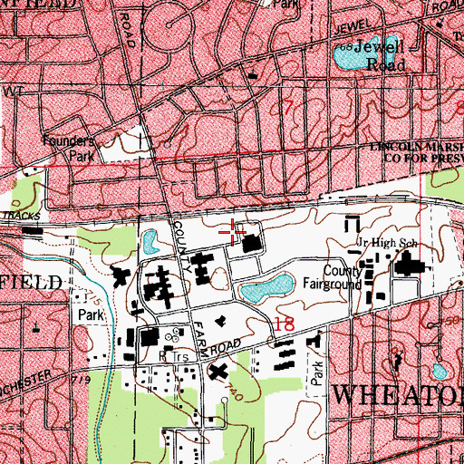 Topographic Map of DuPage County Jail, IL