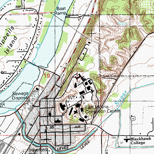 Topographic Map of Illinois State Police Department District 7, IL