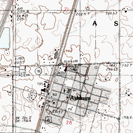 Topographic Map of Illinois State Police Department District 21, IL
