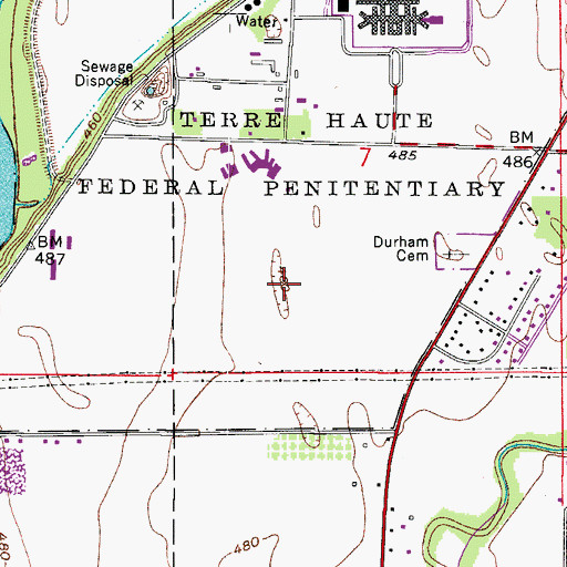 Topographic Map of United State Penitentiary Terra Haute, IN