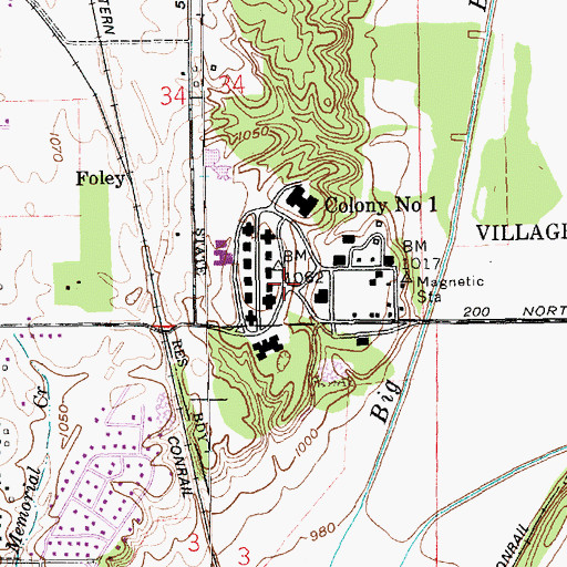 Topographic Map of New Castle Correctional Facility, IN