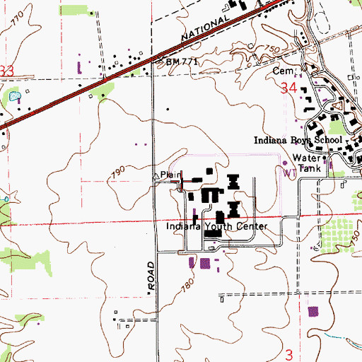 Topographic Map of Plainfield Correctional Facility, IN