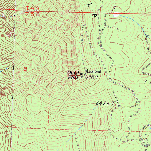 Topographic Map of Signal Peak Lookout, CA