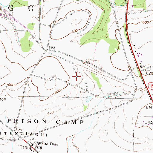 Topographic Map of Federal Correctional Institution Allenwood Low, PA