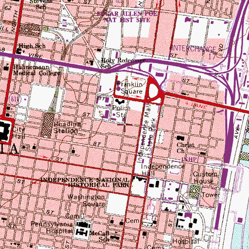 Topographic Map of Federal Detention Center Philadelphia, PA