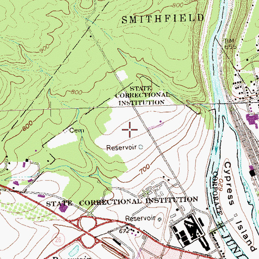 Topographic Map of State Correctional Institution Smithfield, PA