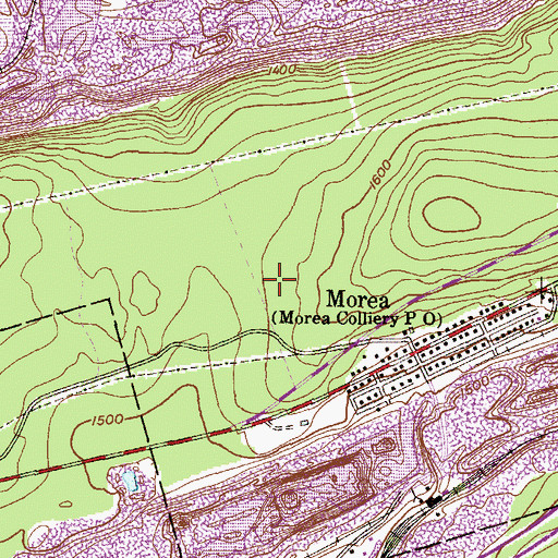 Topographic Map of State Correctional Institution Mahanoy, PA