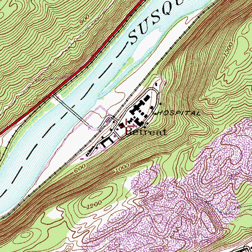 Topographic Map of State Correctional Institution Retreat, PA