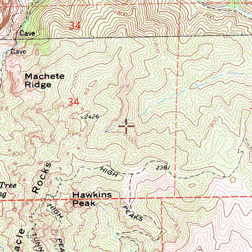 Topographic Map of Hain Wilderness, CA