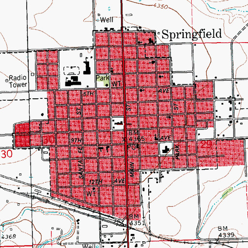Topographic Map of Springfield Police Department, CO