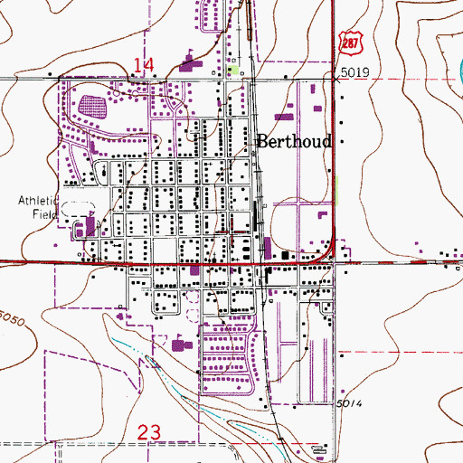 Topographic Map of Berthoud Police Department, CO