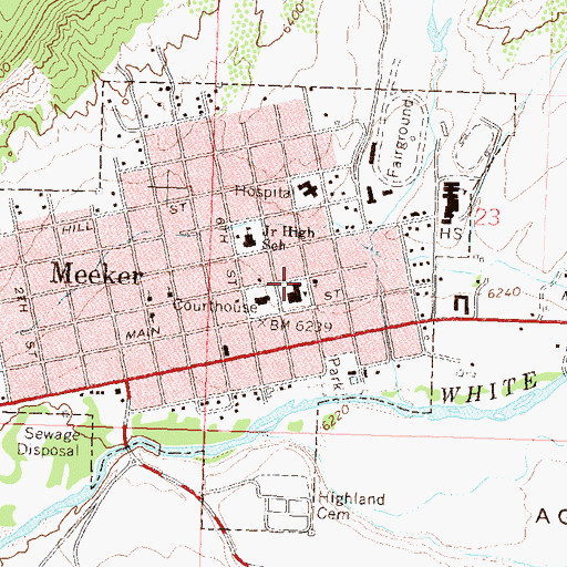 Topographic Map of Rio Blanco County Sheriff's Office, CO