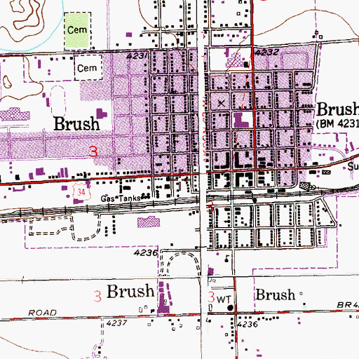 Topographic Map of Brush City Police Department, CO