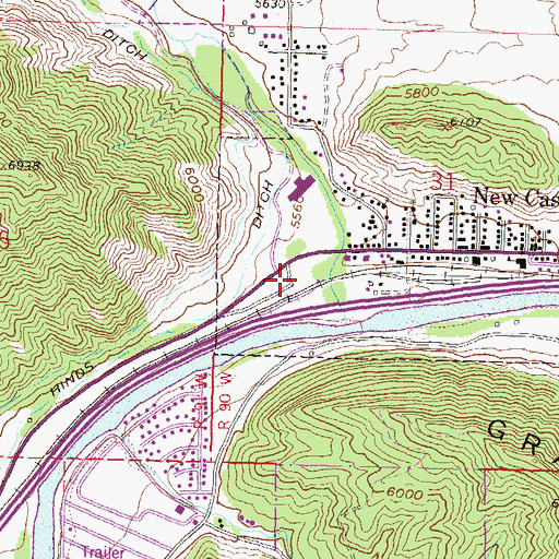 Topographic Map of New Castle Police Department, CO