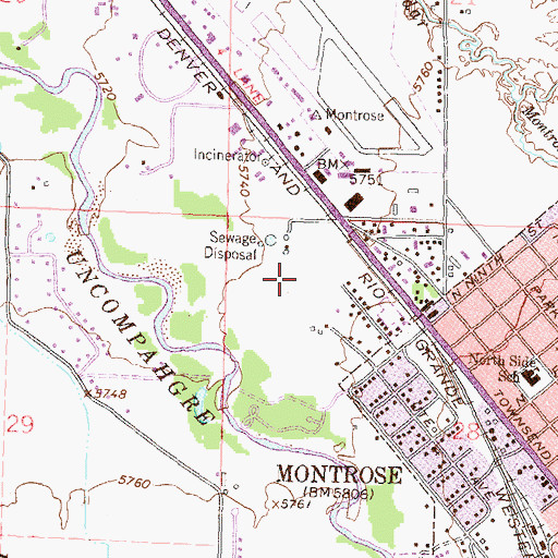Topographic Map of Montrose County Sheriff's Office, CO