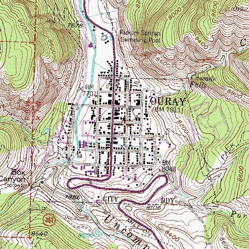 Topographic Map of Ouray County Sheriff's Office, CO