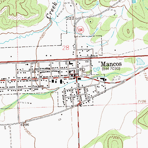 Topographic Map of Mancos Marshal's Office, CO