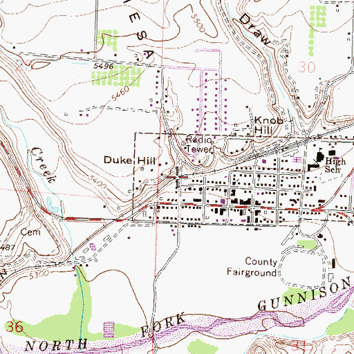 Topographic Map of Hotchkiss Marshal's Office, CO