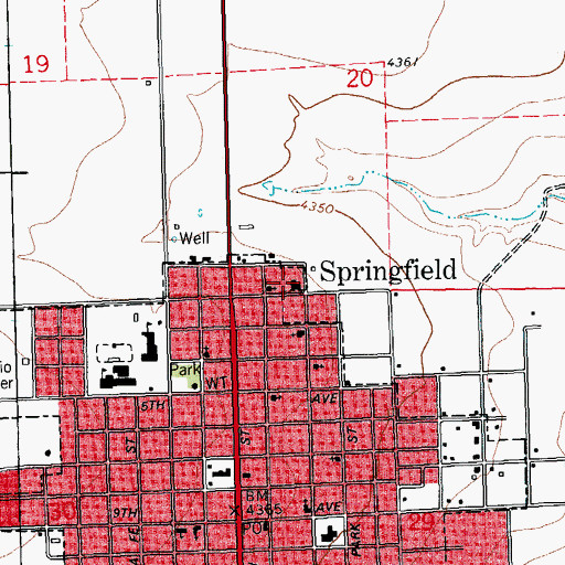 Topographic Map of Baca County Sheriff's Office, CO