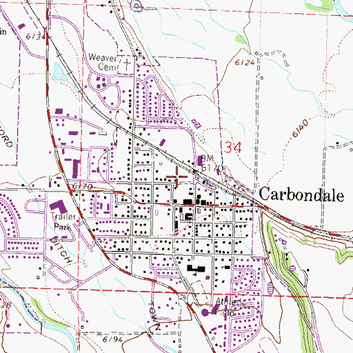 Topographic Map of Carbondale Police Department, CO