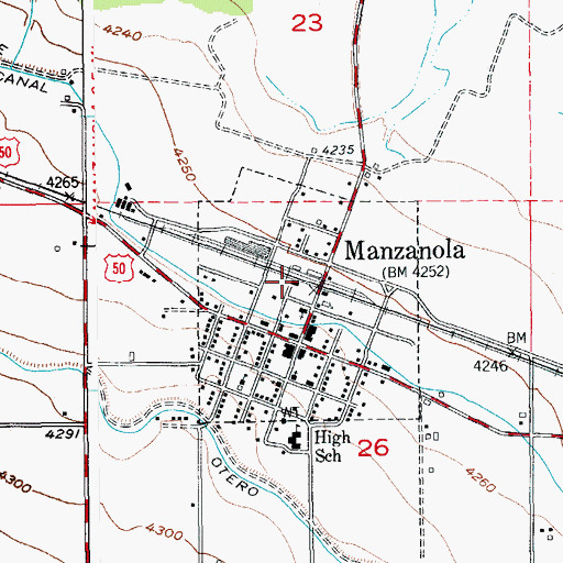 Topographic Map of Manzanola Police Department, CO