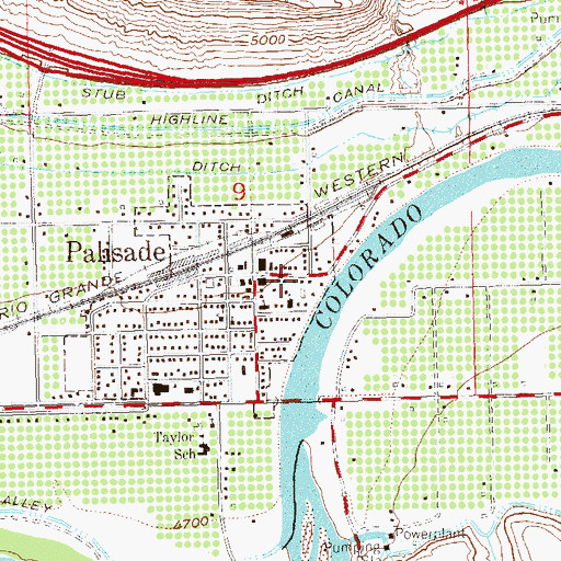 Topographic Map of Palisade Town Police Department, CO