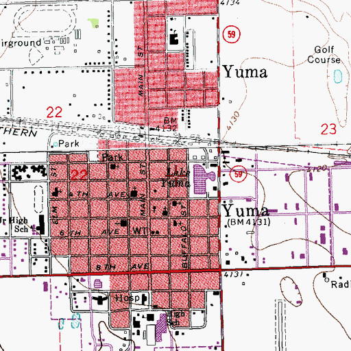 Topographic Map of Yuma Police Department, CO