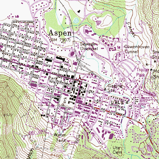 Topographic Map of Pitkin County Sheriff's Office, CO