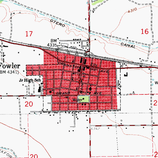 Topographic Map of Fowler Police Department, CO