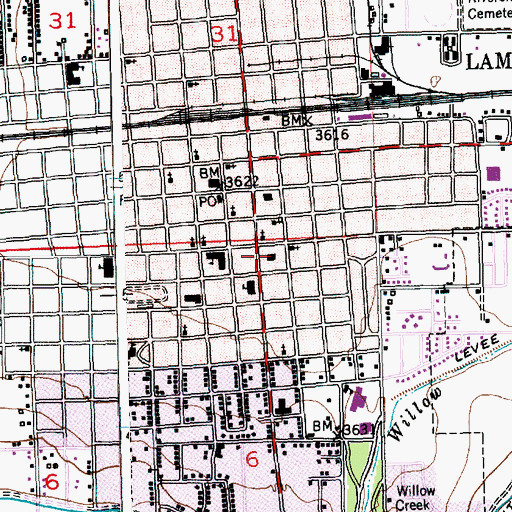 Topographic Map of Lamar Police Department, CO