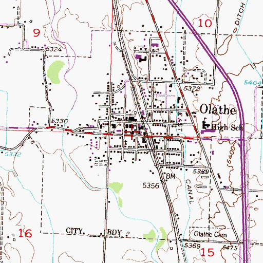 Topographic Map of Olathe Police Department, CO