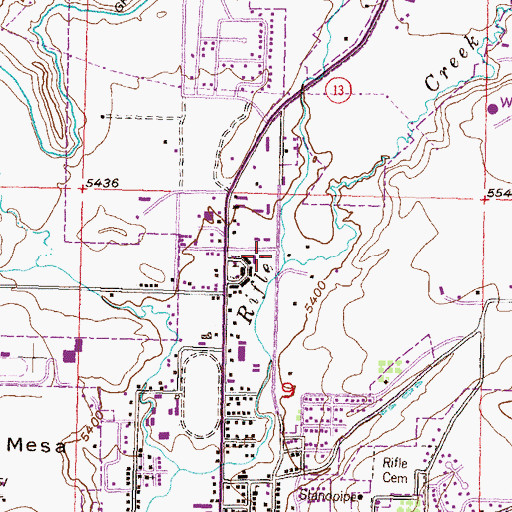 Topographic Map of Rifle Police Department, CO