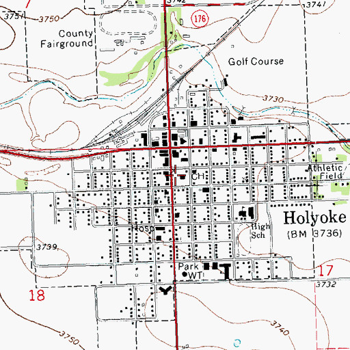 Topographic Map of Phillips County Sheriff's Office, CO