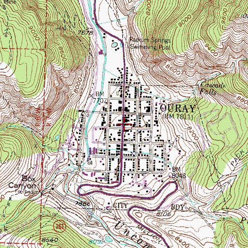 Topographic Map of Ouray Police Department, CO