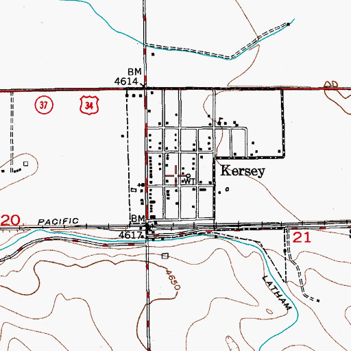 Topographic Map of Kersey Police Department, CO