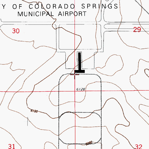 Topographic Map of Colorado Springs Airport Police Department, CO