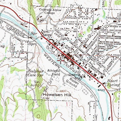 Topographic Map of Steamboat Springs Police Department, CO