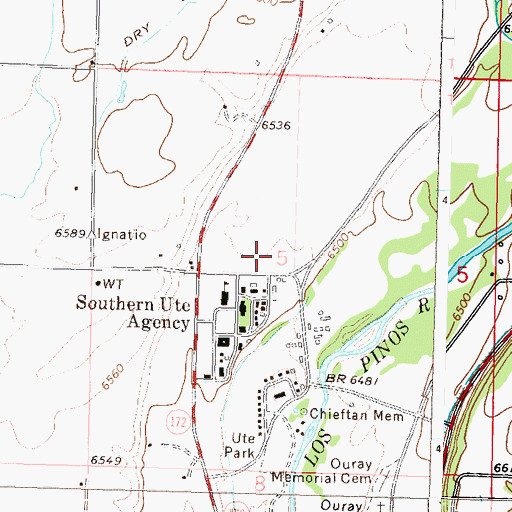 Topographic Map of Southern Ute Police Department, CO