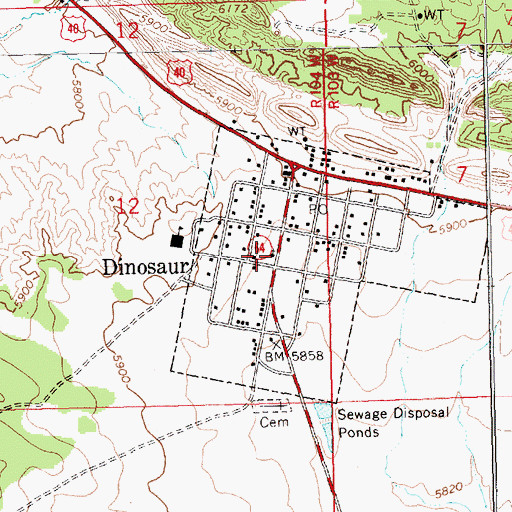 Topographic Map of Dinosaur Police Department, CO