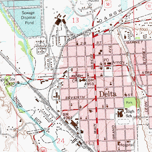Topographic Map of Delta Police Department, CO