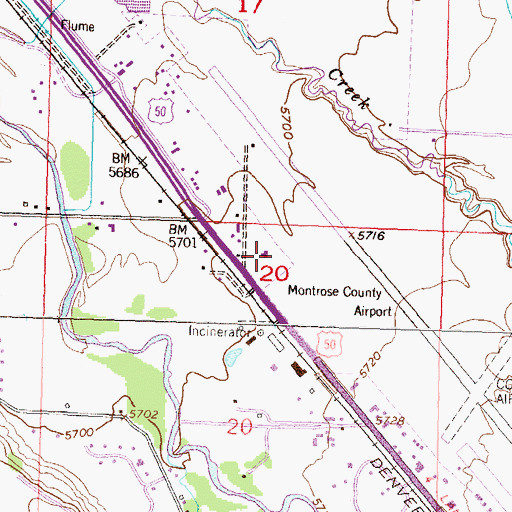 Topographic Map of Colorado State Patrol Troop 5C Montrose, CO