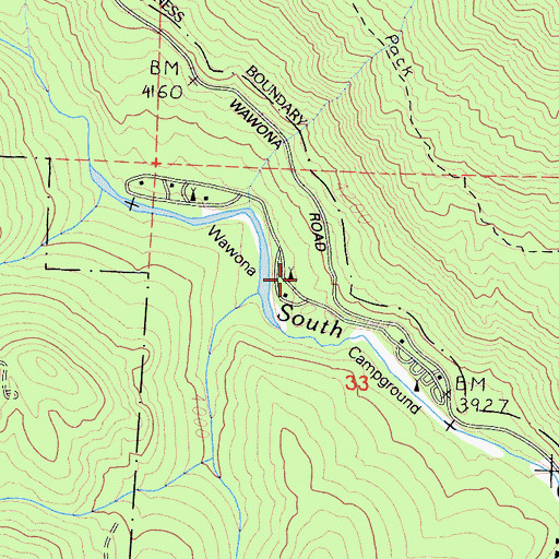 Topographic Map of Wawohna Campground, CA