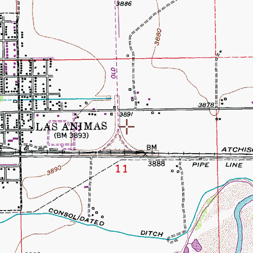 Topographic Map of Bent County Correctional Facility, CO