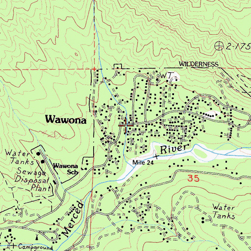 Topographic Map of North Wawona, CA