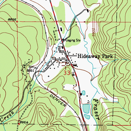 Topographic Map of Fraser Winter Park Police Department, CO