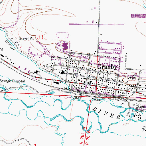 Topographic Map of Granby Police Department, CO